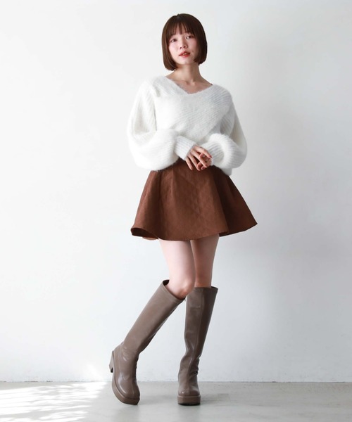 archives（アルシーヴ）の「起毛2WAYクロスリブニット（ニット/セーター・レディース・オレンジ/グレー/ブラウン/アイボリー/グリーン/ベージュ/ピンク/チャコールグレー・MEDIUM）」の14枚目の写真