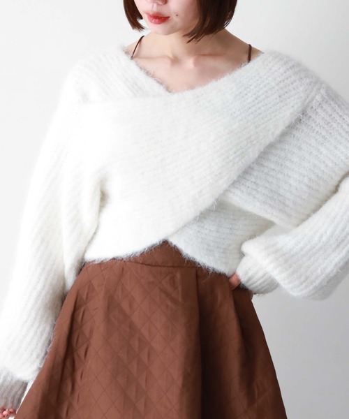 archives（アルシーヴ）の「起毛2WAYクロスリブニット（ニット/セーター・レディース・オレンジ/グレー/ブラウン/アイボリー/グリーン/ベージュ/ピンク/チャコールグレー・MEDIUM）」の9枚目の写真