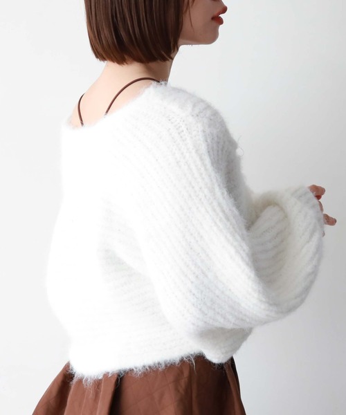 archives（アルシーヴ）の「起毛2WAYクロスリブニット（ニット/セーター・レディース・オレンジ/グレー/ブラウン/アイボリー/グリーン/ベージュ/ピンク/チャコールグレー・MEDIUM）」の12枚目の写真