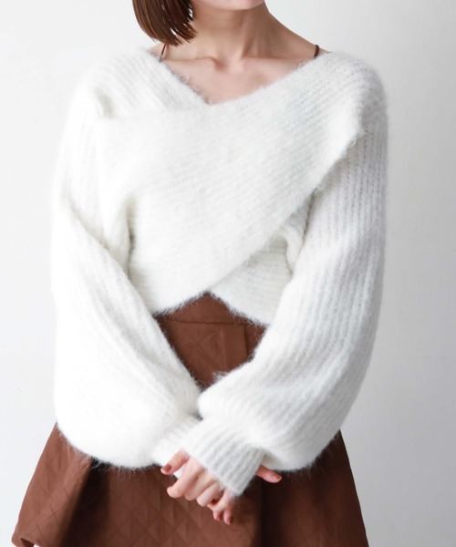 archives（アルシーヴ）の「起毛2WAYクロスリブニット（ニット/セーター・レディース・オレンジ/グレー/ブラウン/アイボリー/グリーン/ベージュ/ピンク/チャコールグレー・MEDIUM）」の11枚目の写真