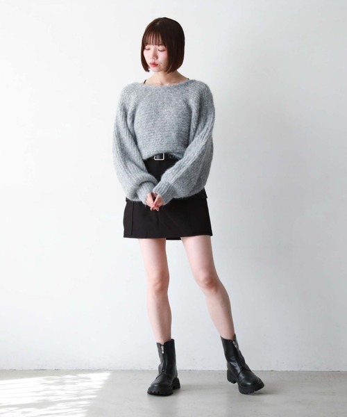 archives（アルシーヴ）の「起毛2WAYクロスリブニット（ニット/セーター・レディース・オレンジ/グレー/ブラウン/アイボリー/グリーン/ベージュ/ピンク/チャコールグレー・MEDIUM）」の21枚目の写真