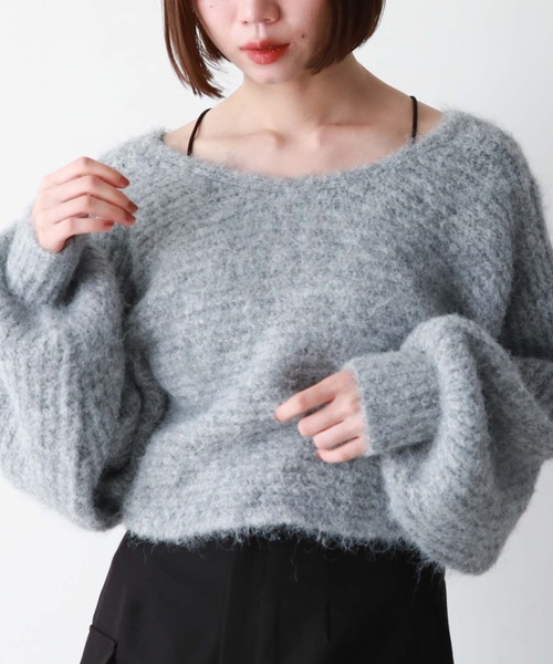 archives（アルシーヴ）の「起毛2WAYクロスリブニット（ニット/セーター・レディース・オレンジ/グレー/ブラウン/アイボリー/グリーン/ベージュ/ピンク/チャコールグレー・MEDIUM）」の16枚目の写真