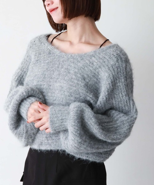 archives（アルシーヴ）の「起毛2WAYクロスリブニット（ニット/セーター・レディース・オレンジ/グレー/ブラウン/アイボリー/グリーン/ベージュ/ピンク/チャコールグレー・MEDIUM）」の17枚目の写真