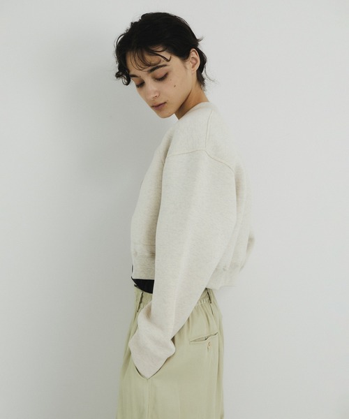 UNFIL(アンフィル)の「unfil アンフィル / double faced jersey cropped zip jacket ダブルフェイスドジャージークロップドジップジャケット / WFSP-UW109(ブルゾン・レディース・オートミール/ヘザーグレー・1)」の3枚目の写真