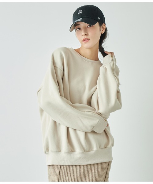 ANAP(アナップ)の「アームジップ裏起毛スウェット トレーナー(スウェット・レディース・ピンク/アイボリー/ダークグレー/ブラック・FREE)」の18枚目の写真