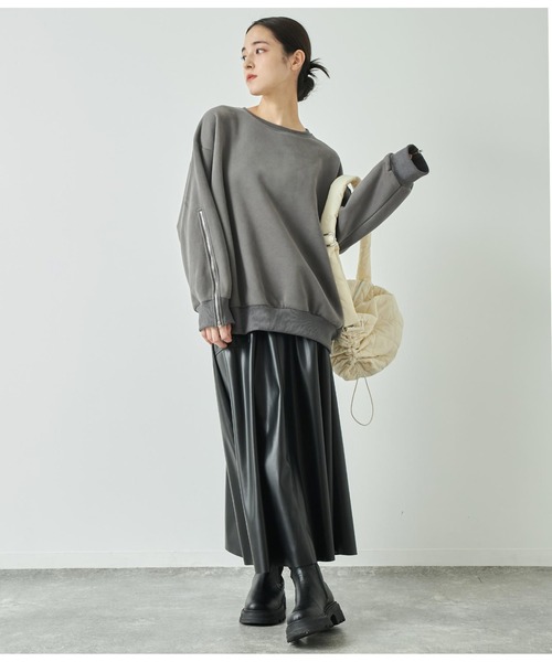 ANAP(アナップ)の「アームジップ裏起毛スウェット トレーナー(スウェット・レディース・ピンク/アイボリー/ダークグレー/ブラック・FREE)」の14枚目の写真