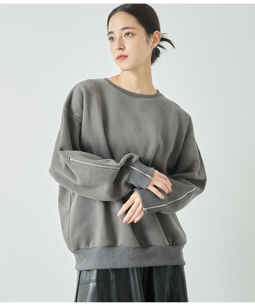 ANAP(アナップ)の「アームジップ裏起毛スウェット トレーナー(スウェット・レディース・ピンク/アイボリー/ダークグレー/ブラック・FREE)」の9枚目の写真