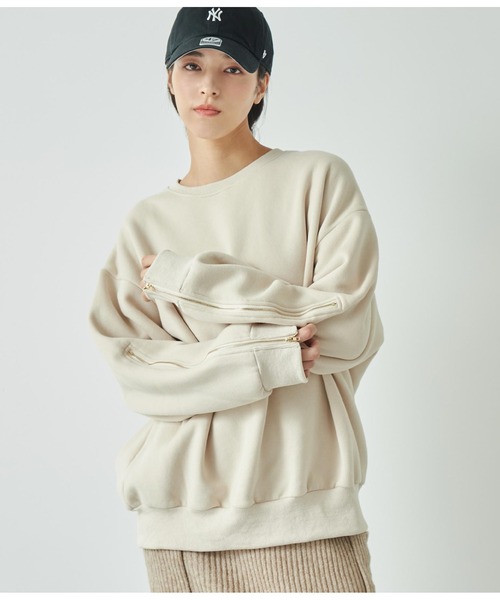 ANAP(アナップ)の「アームジップ裏起毛スウェット トレーナー(スウェット・レディース・ピンク/アイボリー/ダークグレー/ブラック・FREE)」の17枚目の写真
