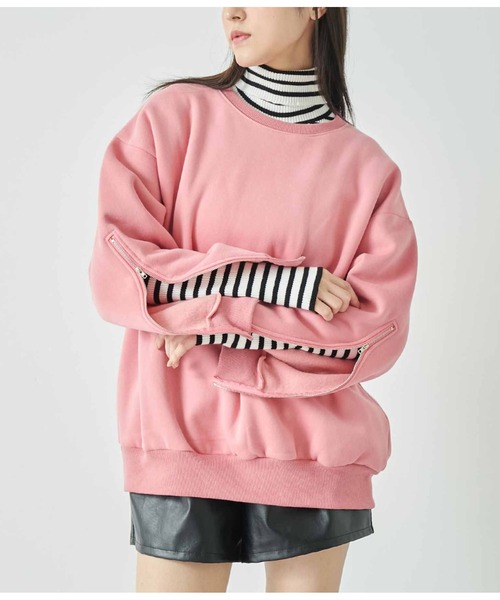 ANAP(アナップ)の「アームジップ裏起毛スウェット トレーナー(スウェット・レディース・ピンク/アイボリー/ダークグレー/ブラック・FREE)」の5枚目の写真