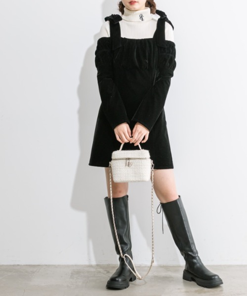 Bouqet de Mariee マリン風プリーツミニワンピース Bouqet de Mariee マリン風プリーツミニワンピース