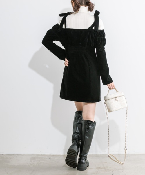 OLIVE des OLIVE(オリーブデオリーブ)の「little orun リボンミニワンピース 1032180100(ドレス・レディース・ブラック/チャコールグレー・FREE)」の14枚目の写真