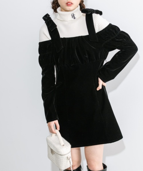 OLIVE des OLIVE(オリーブデオリーブ)の「little orun リボンミニワンピース 1032180100(ドレス・レディース・ブラック/チャコールグレー・FREE)」の15枚目の写真