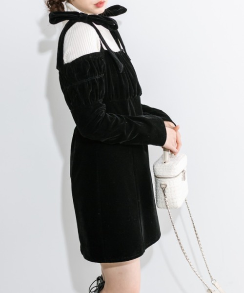 OLIVE des OLIVE(オリーブデオリーブ)の「little orun リボンミニワンピース 1032180100(ドレス・レディース・ブラック/チャコールグレー・FREE)」の16枚目の写真