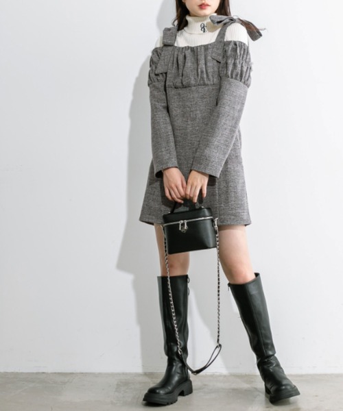 OLIVE des OLIVE(オリーブデオリーブ)の「little orun リボンミニワンピース 1032180100(ドレス・レディース・ブラック/チャコールグレー・FREE)」の20枚目の写真