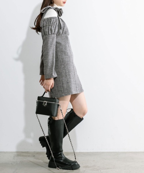 OLIVE des OLIVE(オリーブデオリーブ)の「little orun リボンミニワンピース 1032180100(ドレス・レディース・ブラック/チャコールグレー・FREE)」の21枚目の写真