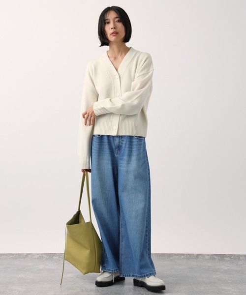 BARNYARDSTORM（バンヤードストーム）の「BARNYARDSTORM / どんなスタイルにも使える！／シンプルVネックカーディガン（ニット/セーター・レディース・モカ/ホワイト/ブルー・FREE）」の10枚目の写真