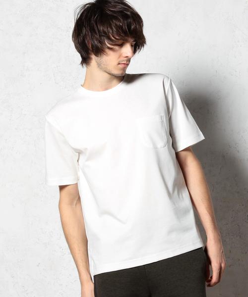 green label relaxing（グリーンレーベルリラクシング）の「HI/G PONTE ポケット BIG-Tシャツ S/S◆（Tシャツ/カットソー・メンズ・ホワイト/グレー/ネイビー/オフホワイト/ブラック/ロイヤルブルー/ダークグレー・MEDIUM/SMALL/LARGE）」の3枚目の写真