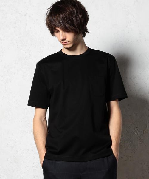 green label relaxing（グリーンレーベルリラクシング）の「HI/G PONTE ポケット BIG-Tシャツ S/S◆（Tシャツ/カットソー・メンズ・ホワイト/グレー/ネイビー/オフホワイト/ブラック/ロイヤルブルー/ダークグレー・MEDIUM/SMALL/LARGE）」の4枚目の写真