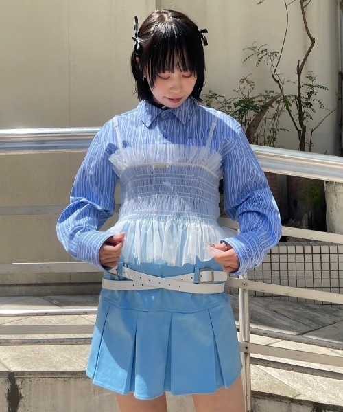 Candy Stripper（キャンディストリッパー）の「GIRL HOOD TULLE キャミソール（キャミソール・レディース・ブラック/ブルー系その他/グレー/オフホワイト・2）」の10枚目の写真