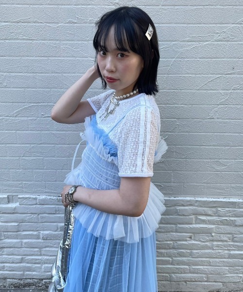 Candy Stripper（キャンディストリッパー）の「GIRL HOOD TULLE キャミソール（キャミソール・レディース・ブラック/ブルー系その他/グレー/オフホワイト・2）」の5枚目の写真