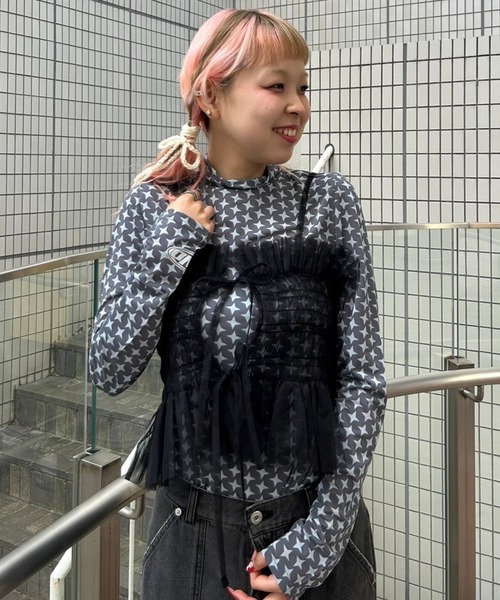 Candy Stripper（キャンディストリッパー）の「GIRL HOOD TULLE キャミソール（キャミソール・レディース・ブラック/ブルー系その他/グレー/オフホワイト・2）」の15枚目の写真