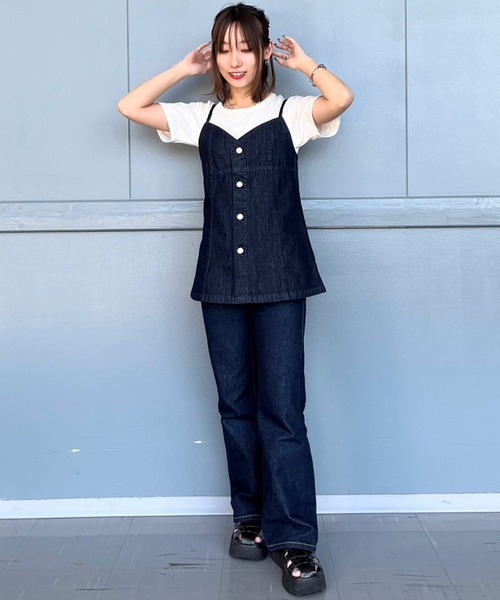 Lee(リー)の「Lee/リー【EC・直営店別注】DENIMビスチェ キャミソール(キャミソール・レディース・ブルー/インディゴブルー/ライトインディゴブルー・FREE)」の7枚目の写真