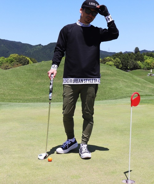 ラグジュ ゴルフ 男女兼用 ハイネック ストレッチ スウェット(M)ブラック LUXE/R ゴルフウェア Tシャツ ロンT メンズ レディース 長袖