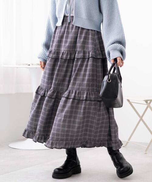 WEGO（ウィゴー）の「WEGO/フリルティアードボリュームスカート（スカート・レディース・グレー系その他2/オレンジ系その他3・FREE）」の2枚目の写真