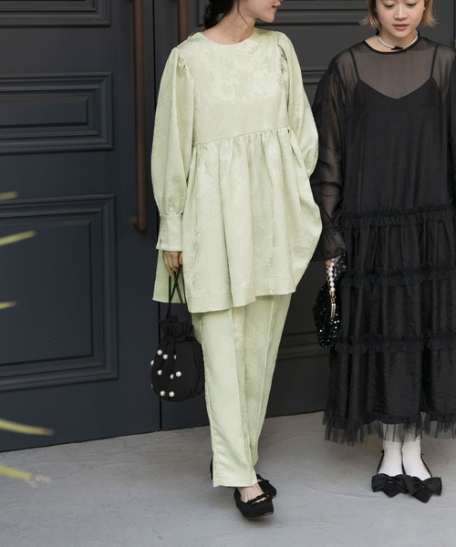 forksy.】【オケージョン対応】サテンジャガードボリュームスリーブ