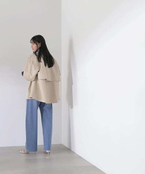 NATURAL BEAUTY BASIC（ナチュラルビューティーベーシック）の「◇テントラインミディトレンチコート（トレンチコート・レディース・オフホワイト/チャコールグレー/ベージュ・SMALL/MEDIUM）」の6枚目の写真