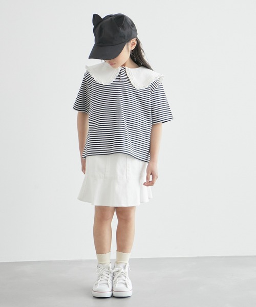 ROPE' PICNIC（ロペピクニック）の「【KIDS】ホワイトデニム切り替えフレアスカート/リンクコーデ（デニムスカート・キッズ・ホワイト・110/120/130/140/150）」の12枚目の写真