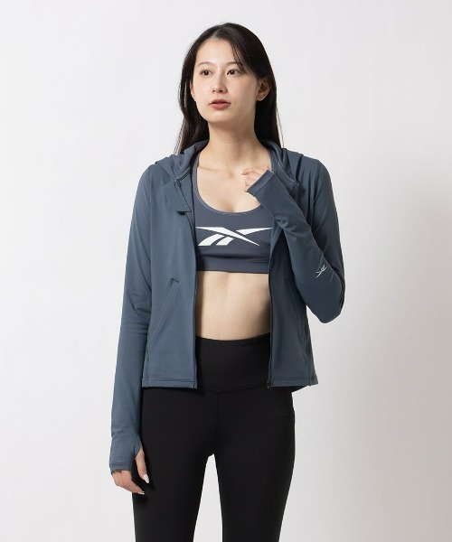 Reebok(リーボック)の「アクティブ コール ドリームブレンド フルジップトップ / ACTIV COLL DREAMBLEND FZ(パーカー・レディース・ブルーグレー/ライトベージュ・LARGE/MEDIUM/SMALL/XX-LARGE/X-LARGE/X-SMALL)」の1枚目の写真