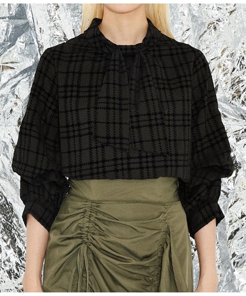 Settimissimo（セッティミッシモ）の「フロッキーチェック ボウタイ付き ブラウス 長袖（シャツ/ブラウス・レディース・ブラック/オフホワイト・M）」の11枚目の写真