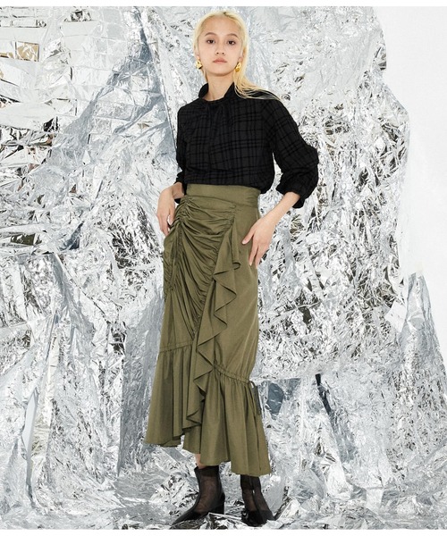 Settimissimo（セッティミッシモ）の「フロッキーチェック ボウタイ付き ブラウス 長袖（シャツ/ブラウス・レディース・ブラック/オフホワイト・M）」の7枚目の写真