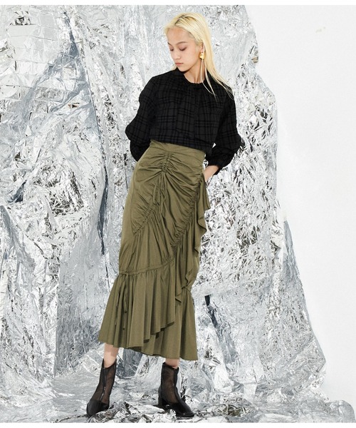 Settimissimo（セッティミッシモ）の「フロッキーチェック ボウタイ付き ブラウス 長袖（シャツ/ブラウス・レディース・ブラック/オフホワイト・M）」の8枚目の写真