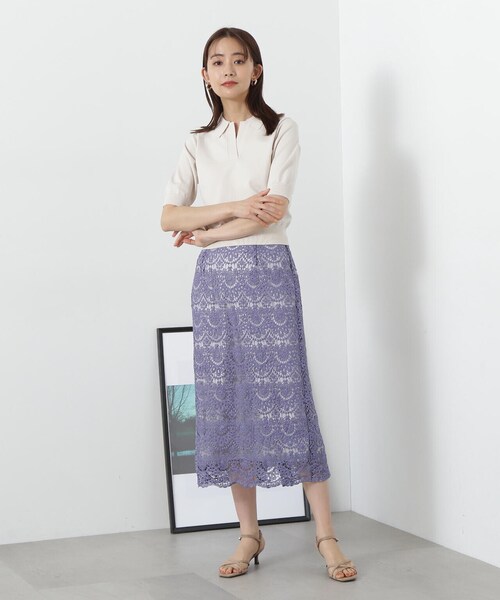 N.（N. Natural Beauty Basic）（エヌエヌナチュラルビューティーベーシック）の「◆ビオグレース半袖ポロネックニット（ニット/セーター・レディース・レッド/オフホワイト/チャコールグレー・MEDIUM）」の11枚目の写真