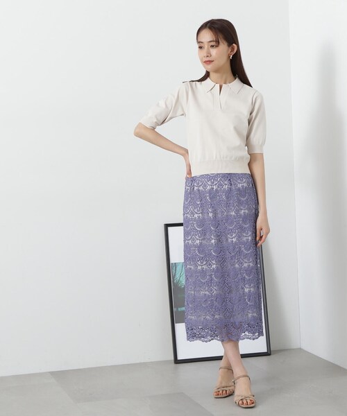 N.（N. Natural Beauty Basic）（エヌエヌナチュラルビューティーベーシック）の「◆ビオグレース半袖ポロネックニット（ニット/セーター・レディース・レッド/オフホワイト/チャコールグレー・MEDIUM）」の12枚目の写真