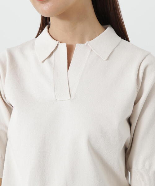N.（N. Natural Beauty Basic）（エヌエヌナチュラルビューティーベーシック）の「◆ビオグレース半袖ポロネックニット（ニット/セーター・レディース・レッド/オフホワイト/チャコールグレー・MEDIUM）」の18枚目の写真