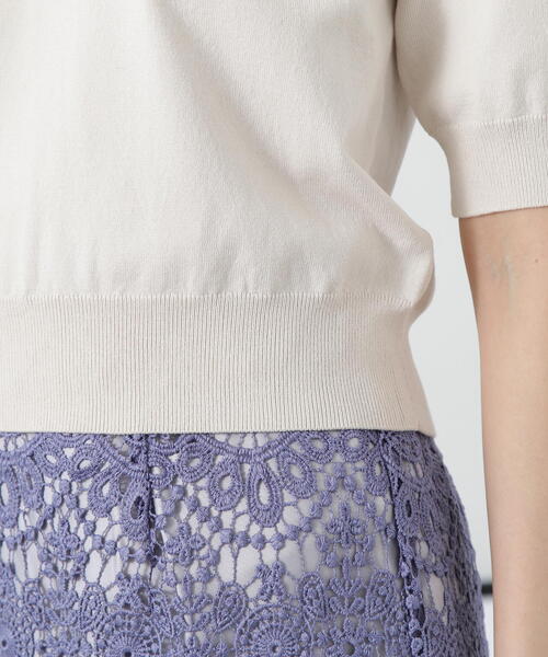 N.（N. Natural Beauty Basic）（エヌエヌナチュラルビューティーベーシック）の「◆ビオグレース半袖ポロネックニット（ニット/セーター・レディース・レッド/オフホワイト/チャコールグレー・MEDIUM）」の20枚目の写真