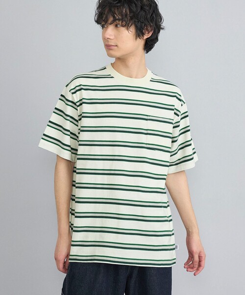 coen(コーエン)の「USAコットンマルチボーダーTシャツ(Tシャツ/カットソー・メンズ・オフホワイト/ダークグレー/ネイビー・S/M/L/XL)」の2枚目の写真