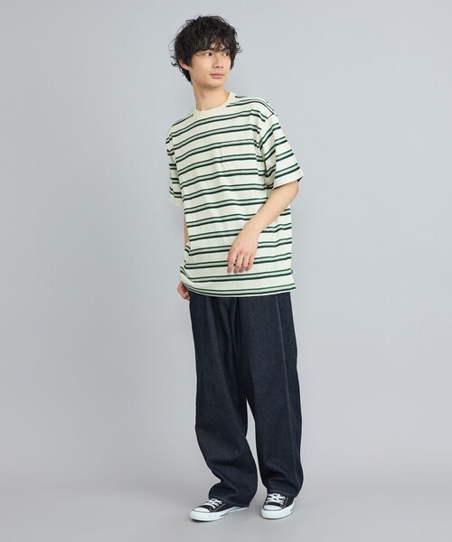 coen(コーエン)の「USAコットンマルチボーダーTシャツ(Tシャツ/カットソー・メンズ・オフホワイト/ダークグレー/ネイビー・S/M/L/XL)」の8枚目の写真