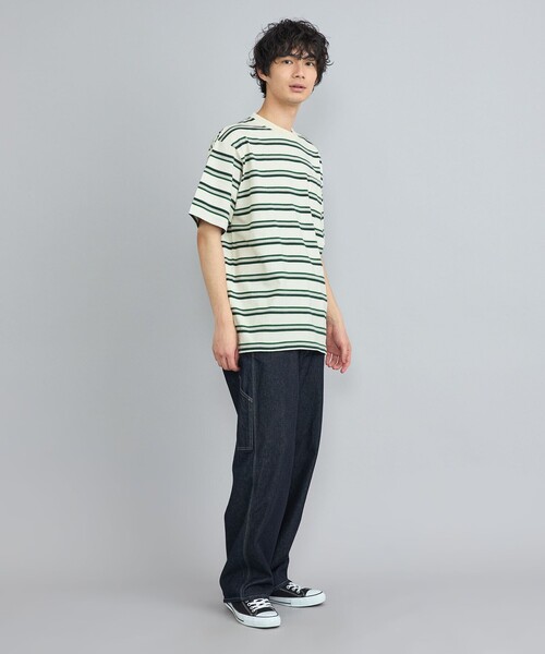 coen(コーエン)の「USAコットンマルチボーダーTシャツ(Tシャツ/カットソー・メンズ・オフホワイト/ダークグレー/ネイビー・S/M/L/XL)」の7枚目の写真