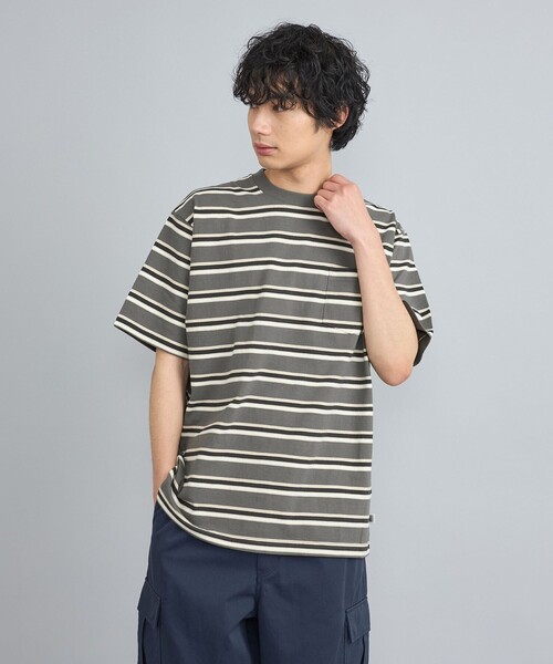 coen(コーエン)の「USAコットンマルチボーダーTシャツ(Tシャツ/カットソー・メンズ・オフホワイト/ダークグレー/ネイビー・S/M/L/XL)」の6枚目の写真