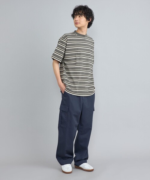 coen(コーエン)の「USAコットンマルチボーダーTシャツ(Tシャツ/カットソー・メンズ・オフホワイト/ダークグレー/ネイビー・S/M/L/XL)」の5枚目の写真