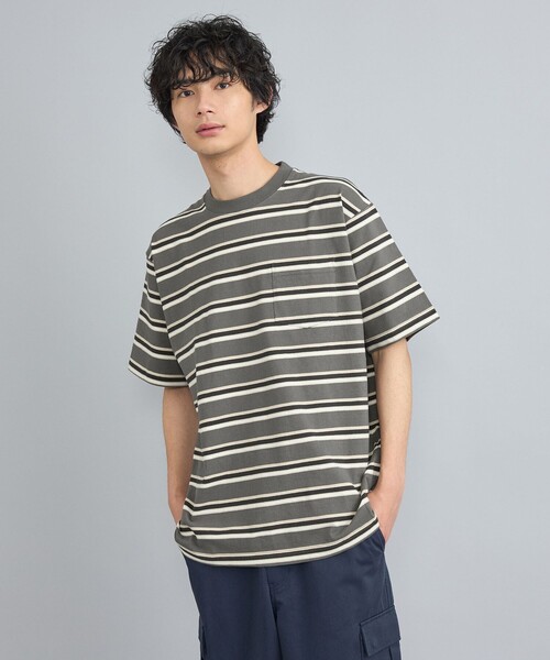 coen(コーエン)の「USAコットンマルチボーダーTシャツ(Tシャツ/カットソー・メンズ・オフホワイト/ダークグレー/ネイビー・S/M/L/XL)」の4枚目の写真