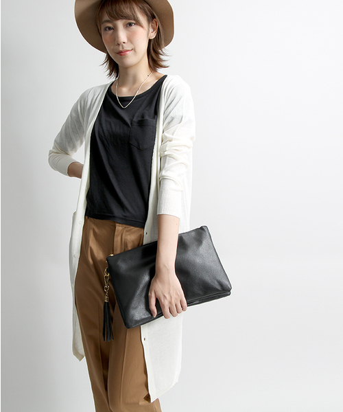 WEGO（ウィゴー）の「WEGO/ロングカーディガン（カーディガン/ボレロ・レディース・アイボリー/グレー/ブラック/カーキ・FREE）」の2枚目の写真