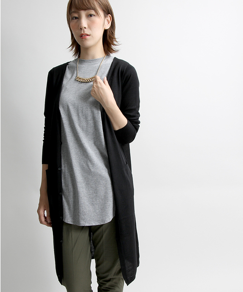 WEGO（ウィゴー）の「WEGO/ロングカーディガン（カーディガン/ボレロ・レディース・アイボリー/グレー/ブラック/カーキ・FREE）」の3枚目の写真