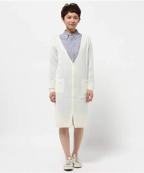 WEGO（ウィゴー）の「WEGO/ロングカーディガン（カーディガン/ボレロ・レディース・アイボリー/グレー/ブラック/カーキ・FREE）」の5枚目の写真