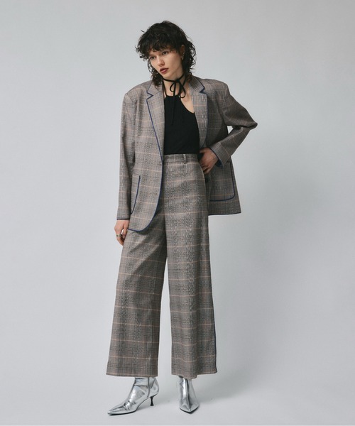 led.tokyo（レッドトウキョウ）の「【led.tokyo】PIPING CHECK PANTS（スラックス・レディース・グレー/ベージュ・1/2）」の6枚目の写真