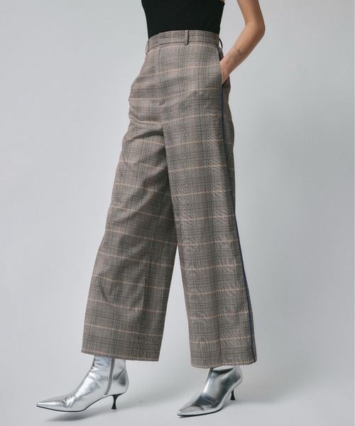 led.tokyo（レッドトウキョウ）の「【led.tokyo】PIPING CHECK PANTS（スラックス・レディース・グレー/ベージュ・1/2）」の3枚目の写真